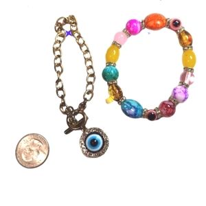 Eye cz toggle charm bracelet and beaded bracelet 7.00 with bundle